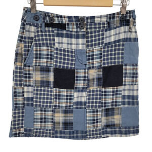 Loft Madras Plaid Mini Skirt Patchwork Preppy New England Summer Vacation Size 0